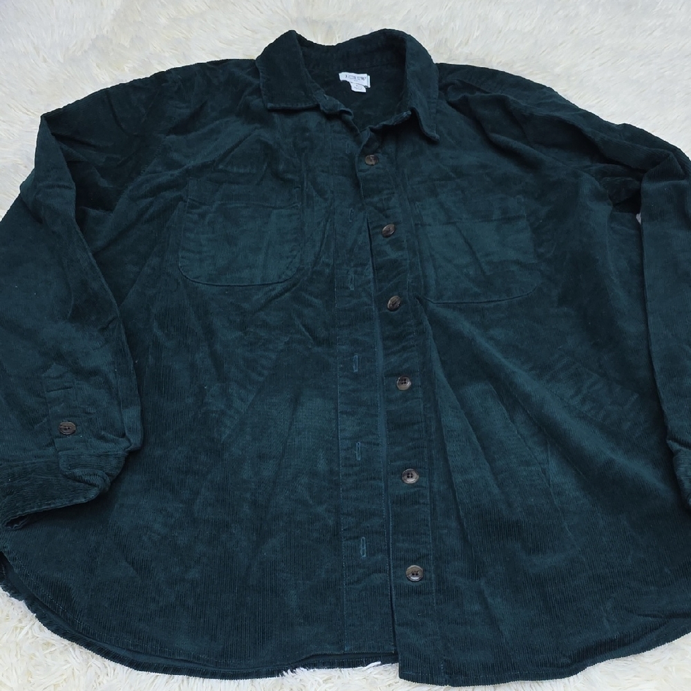 J.Crew Dark Green Corduroy Button-Up Shirt